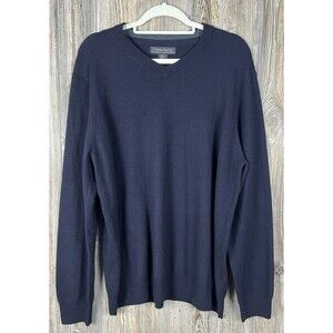 Christian Lacroix Sweater Mens XL Blue 100% Extra Fine Merino Wool Luxury Career